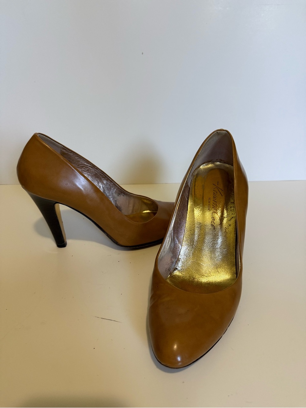 Kenneth Cole Cognac Leather High Heel Pumps